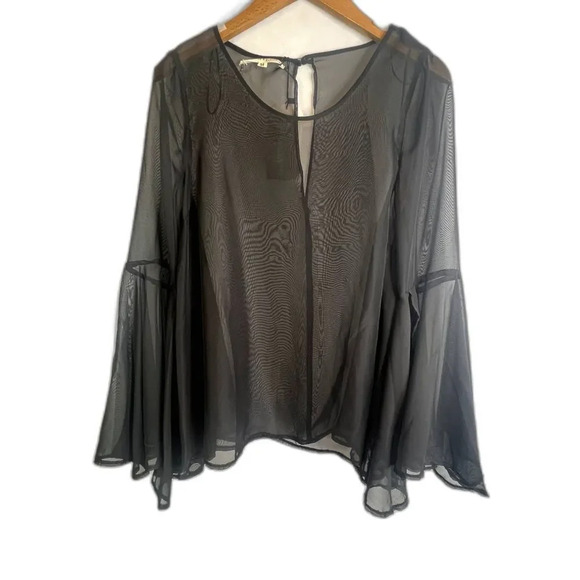 Standards & Practices Sheer‎ Butterfly Bell Sleeve Overlay Blouse Size Medium - Picture 1 of 10